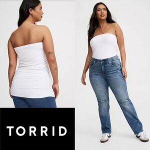TORRID Foxy Ruched Tube Top Bright White Size 1X/14/16 NWT